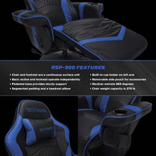 Load image into Gallery viewer, Blue 900 Gaming Recliner With Adjustable Leg Rest Cupholder