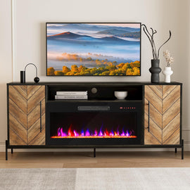 68 Inch TV Stand With 36 Inch Electric Fireplace Heater