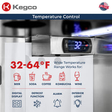 Load image into Gallery viewer, Kegco 24&quot; Wide Single Tap Stainless Steel Built-In Right Hinge Kegerator