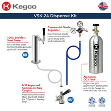 Load image into Gallery viewer, Kegco 24&quot; Wide Single Tap Stainless Steel Built-In Right Hinge Kegerator