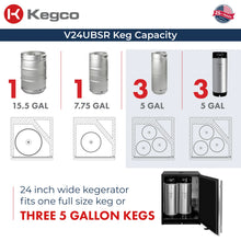 Load image into Gallery viewer, Kegco 24&quot; Wide Single Tap Stainless Steel Built-In Right Hinge Kegerator