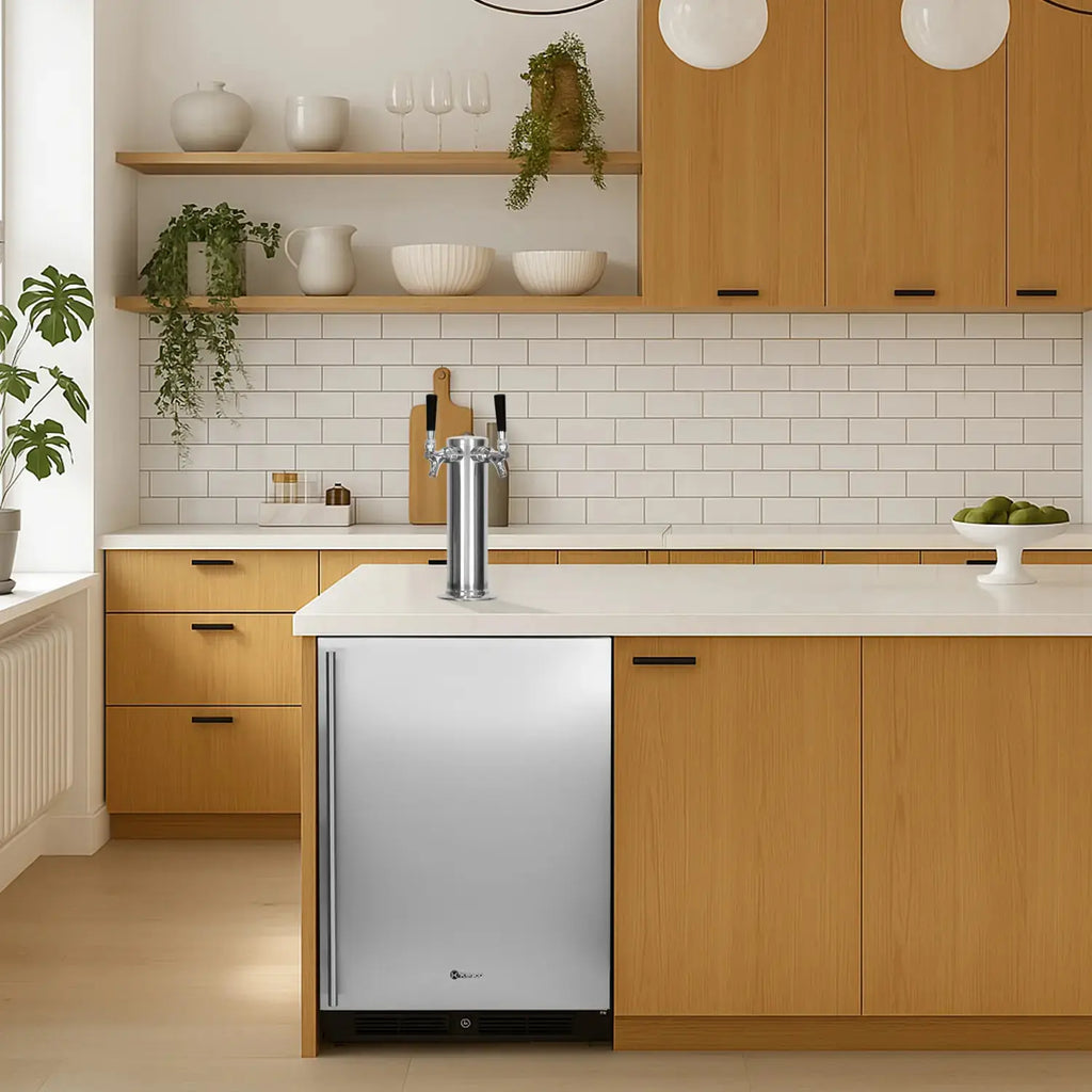 Kegco 24" Wide Single Tap Stainless Steel Built-In Right Hinge Kegerator