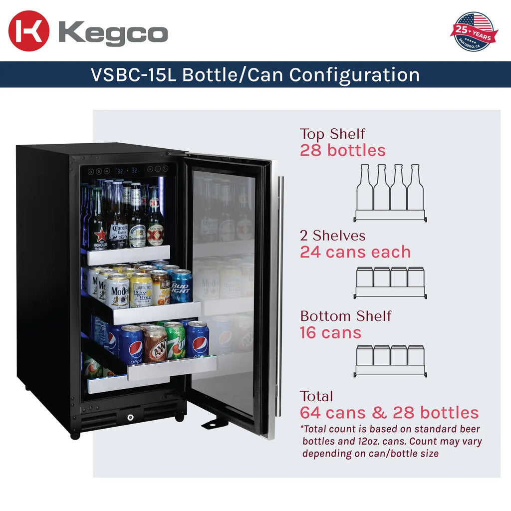 Kegco 30" Wide Side-by-Side Beverage Center and Single Tap Kegerator