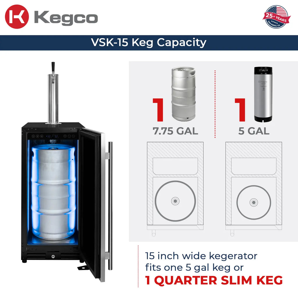 Kegco 30" Wide Side-by-Side Beverage Center and Single Tap Kegerator