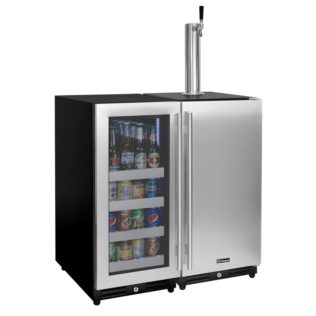 Kegco 30" Wide Side-by-Side Beverage Center and Single Tap Kegerator