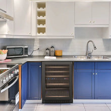 Load image into Gallery viewer, Allavino FlexCount Series 56 Bottle Dual Zone Undercounter Wine Refrigerator with Black Door - Left Hinge