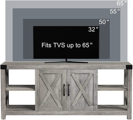 Grey Rustic Farmhouse TV Stand For 50 To 65 Inch TVs