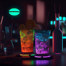 Home and Whiskey Bar Cabinet Decor with LED Shelf Lights