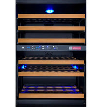 Load image into Gallery viewer, Allavino FlexCount Series 56 Bottle Dual Zone Undercounter Wine Refrigerator with Black Door - Left Hinge